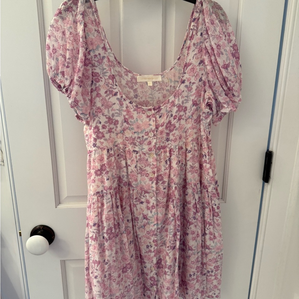 LoveShackFancy Pink and Purple Floral Kids Dress